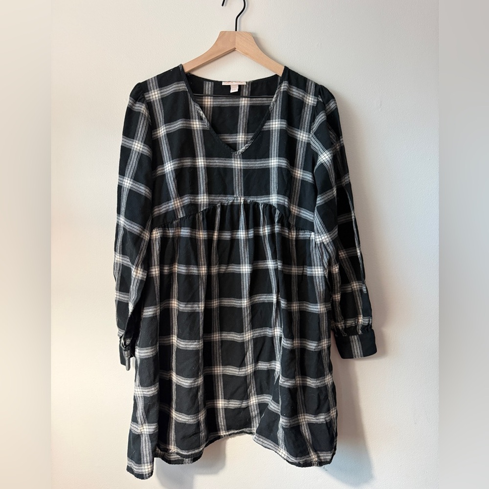 Knox Rose Black and White Plaid Mini Dress Sz L